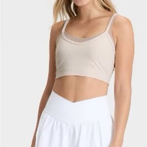 Two-Tone Strappy Sports Bra - Beige size Large NWT